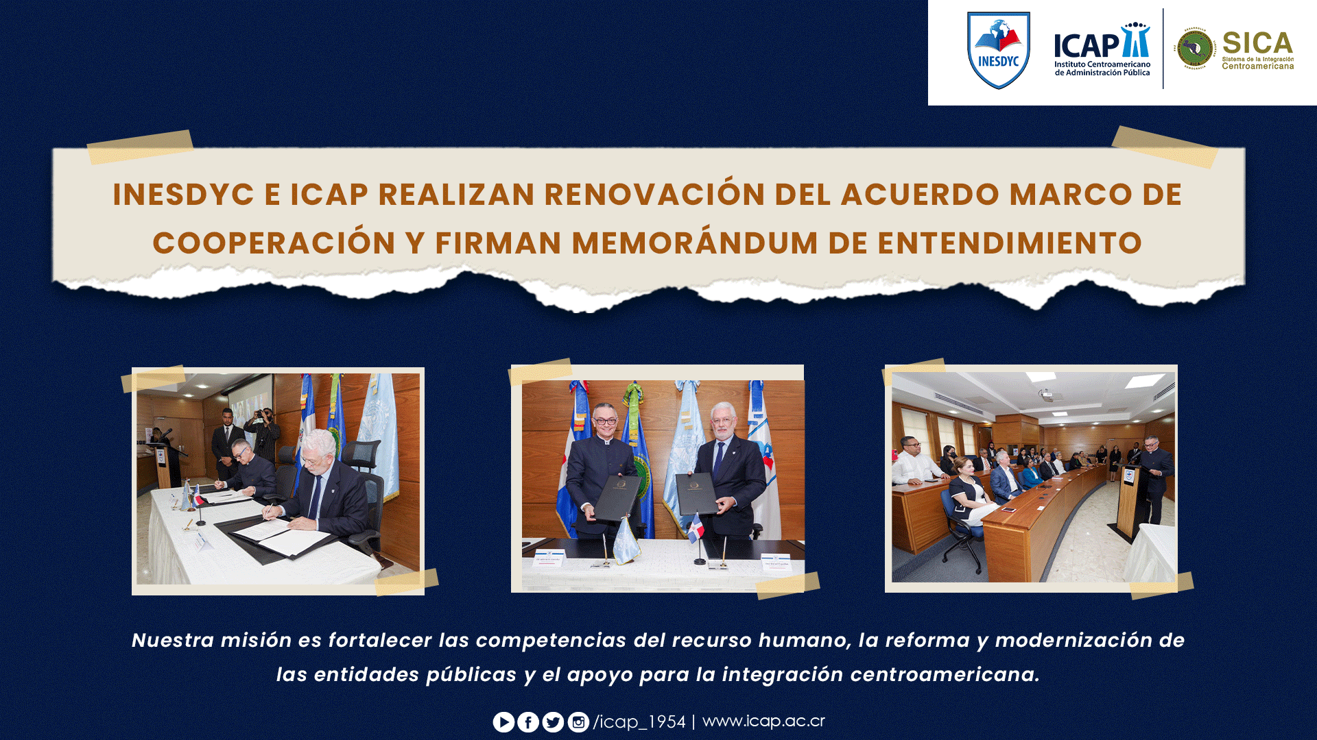 ICAP e INESDYC realizan renovación del Acuerdo Marco de Cooperación y firma de Memorándum de Entendimiento