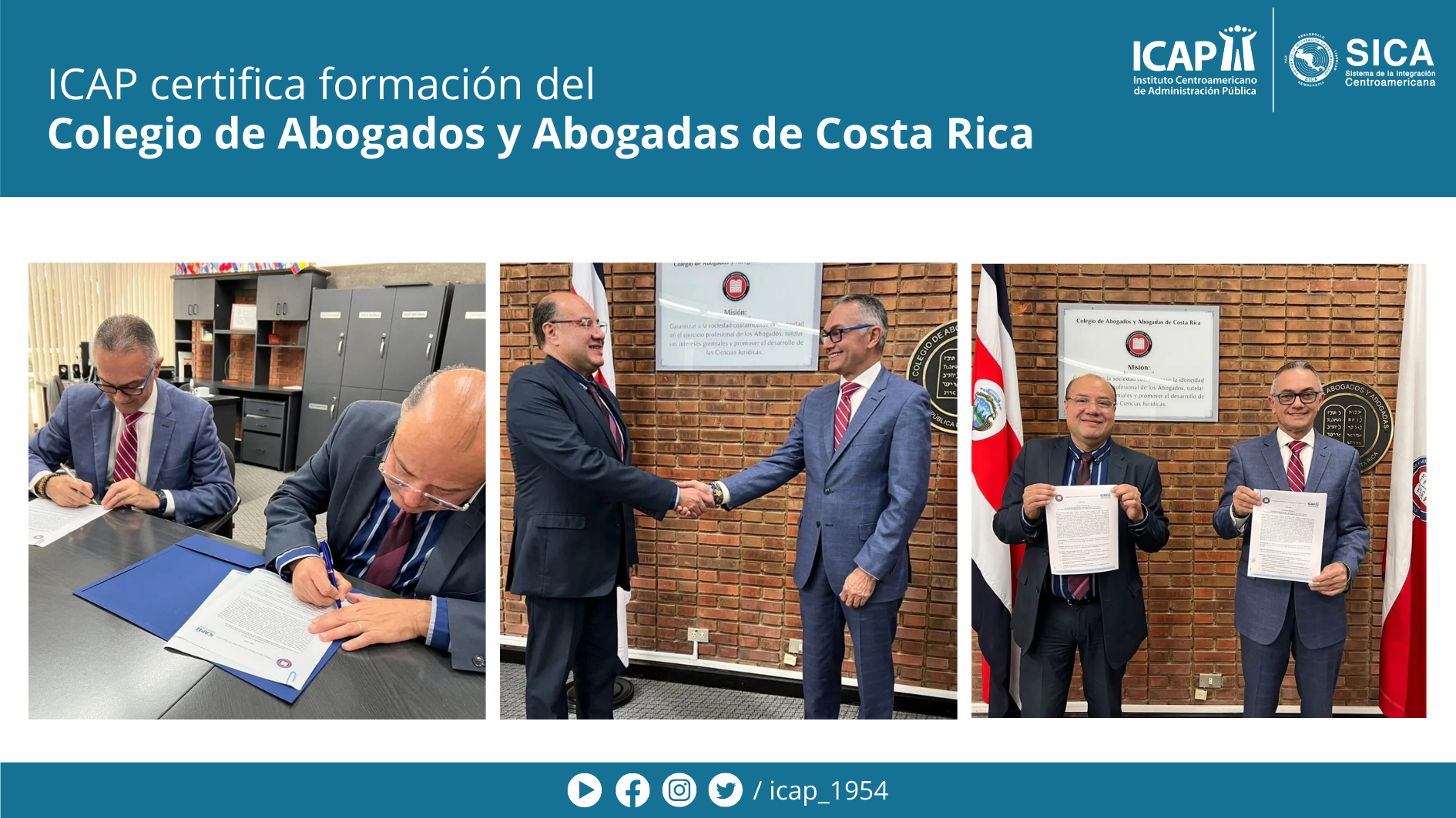 ICAP certifica formación del Colegio de Abogados y Abogadas de Costa Rica