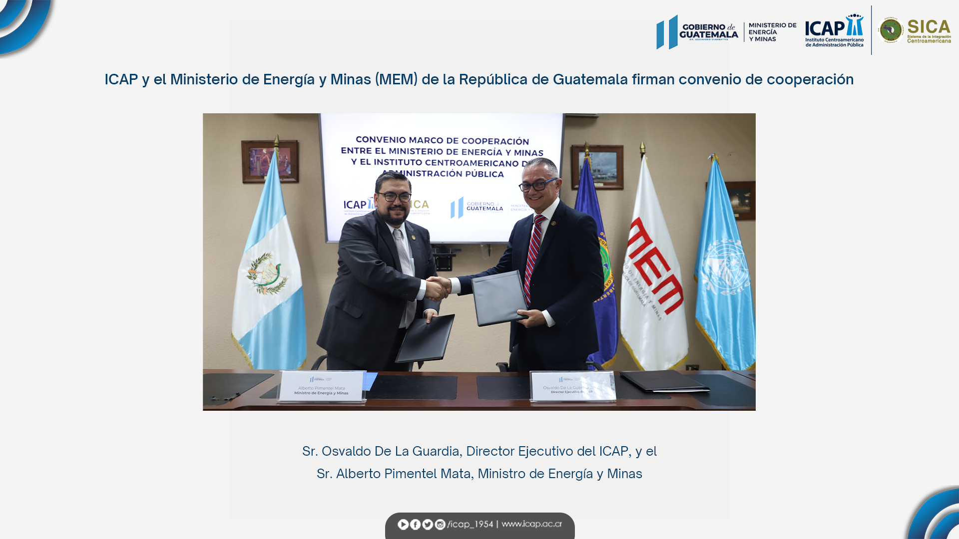 ICAP y el Ministerio de Energía y Minas de Guatemala firman convenio de cooperación