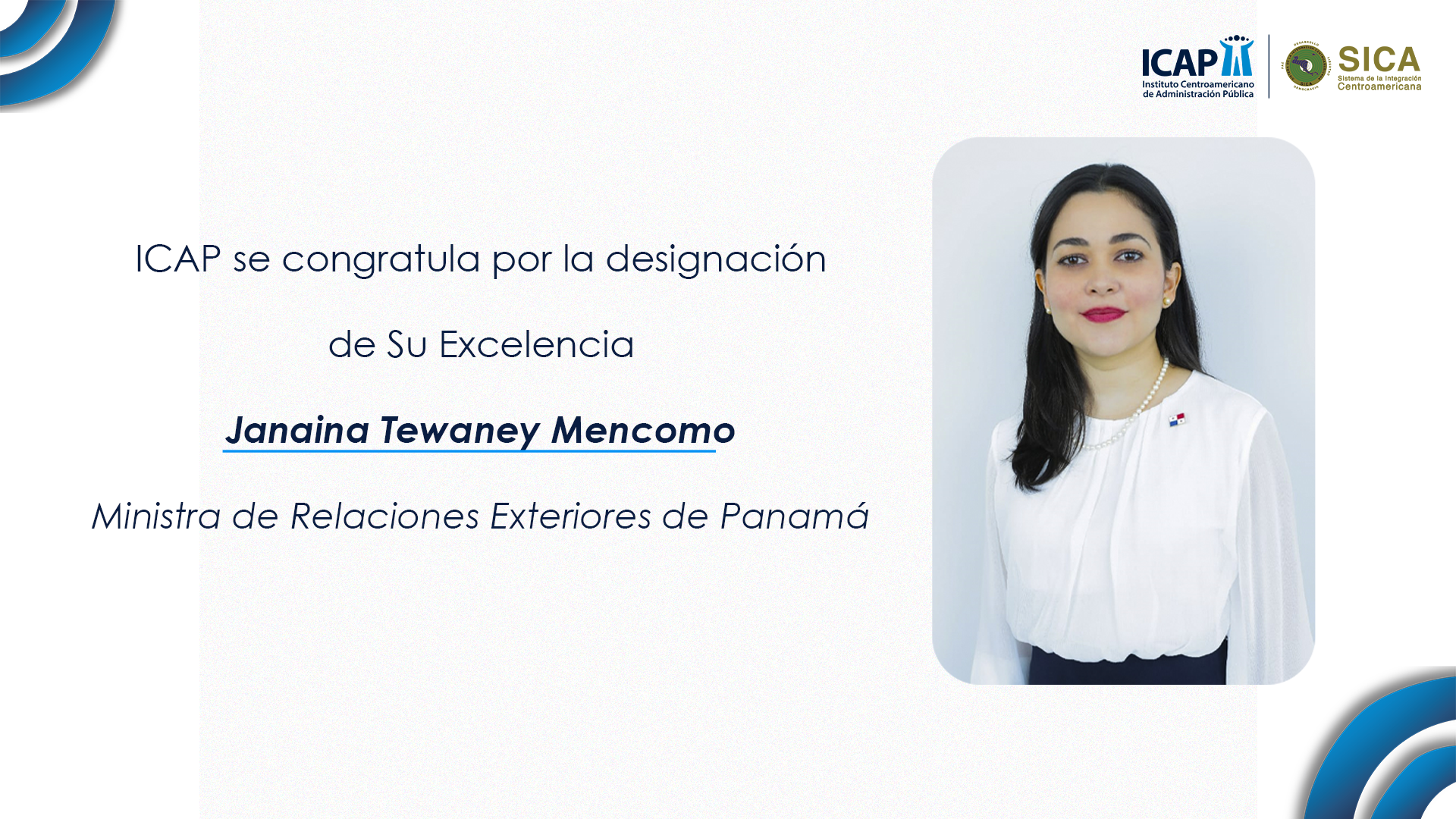ICAP se congratula por la designación de la nueva Ministra de Relaciones Exteriores de Panamá