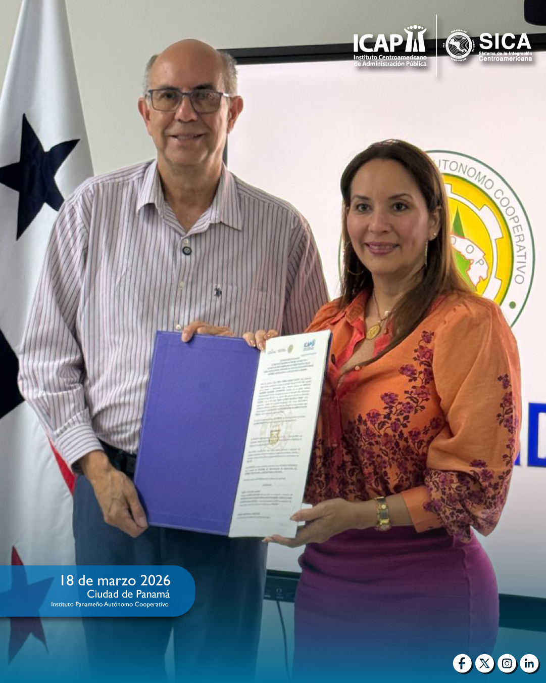 El ICAP e IPACOOP fortalecen cooperación mediante convenio para capacitación de directores regionales en Panamá